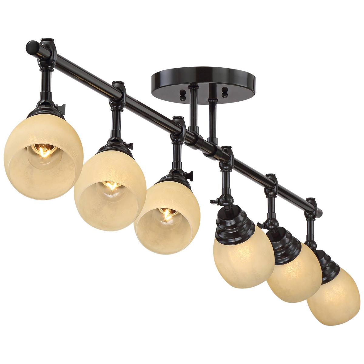 Pro Track Elm Park 6-Head Ceiling Track Light Fixture Kit Spot-Light Directional Adjustable MonorailBronze Finish Amber Glass Western Kitchen B