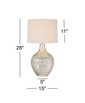 Waylon Modern Table Lamp 28" Tall Textured Mercury Glass Off White Tapered Drum Shade for Bedroom Living Room Bedside Nightstand Office