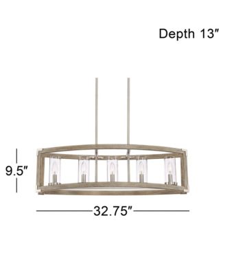 Kerr Wood Brushed Nickel Island Pendant Chandelier 32.75" Wide Modern Clear Glass Shade 5-Light Fixture for Dining Room Living House Home Foyer Kitchen Island Entryway Bedroom