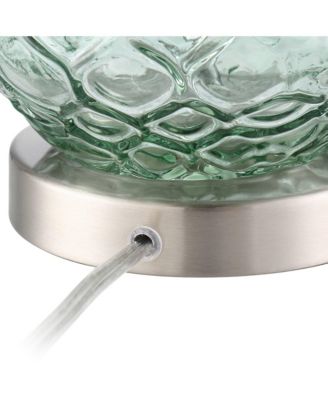 Julia Modern Table Lamp 26 1/2" High Green Glass White Drum Shade for Bedroom Living Room Bedside Nightstand Office Kids Family House