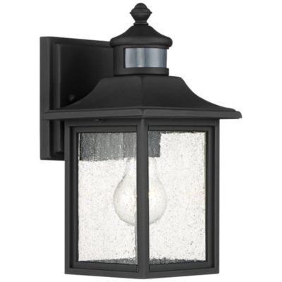 Motion Sensor Dusk to Dawn 11 1/2" Seedy Glass Moray Bay Mission Outdoor Wall Light