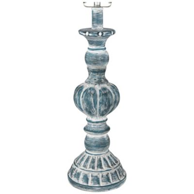 Tanya Coastal Traditional Vintage like  Style Table Lamps 26.5" High Set of 2 Blue Washed White Tapered Drum Shade Decor for Living Room Bedroom Beach House Bedside Nightstand Home - Regency Hill