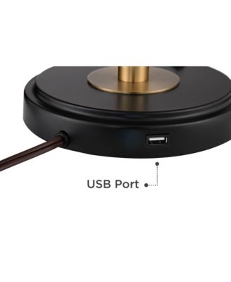 Modern Industrial Desk Table Lamp with USB Charging Port Adjustable 26.75" High Black Antique Brass for Bedroom Bedside Office
