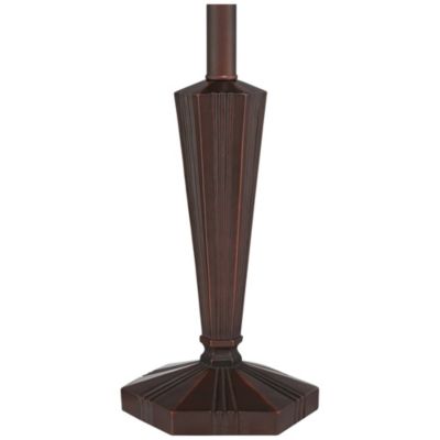 Landford Traditional Mission Accent Table Lamp 22 1/2" High Bronze Stained Art Glass Shade for Bedroom Living Room Bedside Office