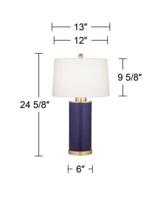 Gilson 24 1/2" High Modern Coastal Table Lamps Set of 2 Gold Textured Blue Finish Ceramic Living Room Bedroom Bedside