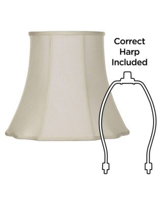 Imperial Shade Set of 2 Creme Medium Cut Corner Lamp Shades 10" Top x 16" Bottom x 14" High (Spider) Replacement with Harp and Finial