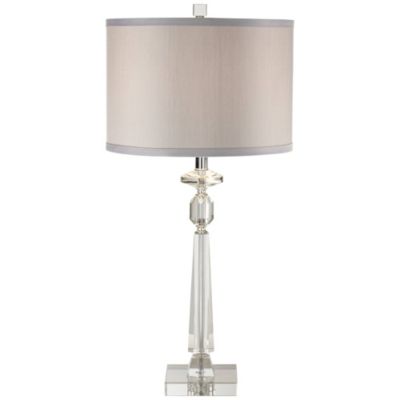 Aline 26 1/2" Tall Traditional Table Lamp Clear Crystal Single Gray Shade Living Room Bedroom Bedside