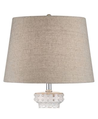 Helene Country Cottage Table Lamp Ceramic Rustic 26" High Cream White Glaze Tan Linen Tapered Drum Shade Decor for Living Room Bedroom House Bedside Home (Color May Vary) - 360 Lighting