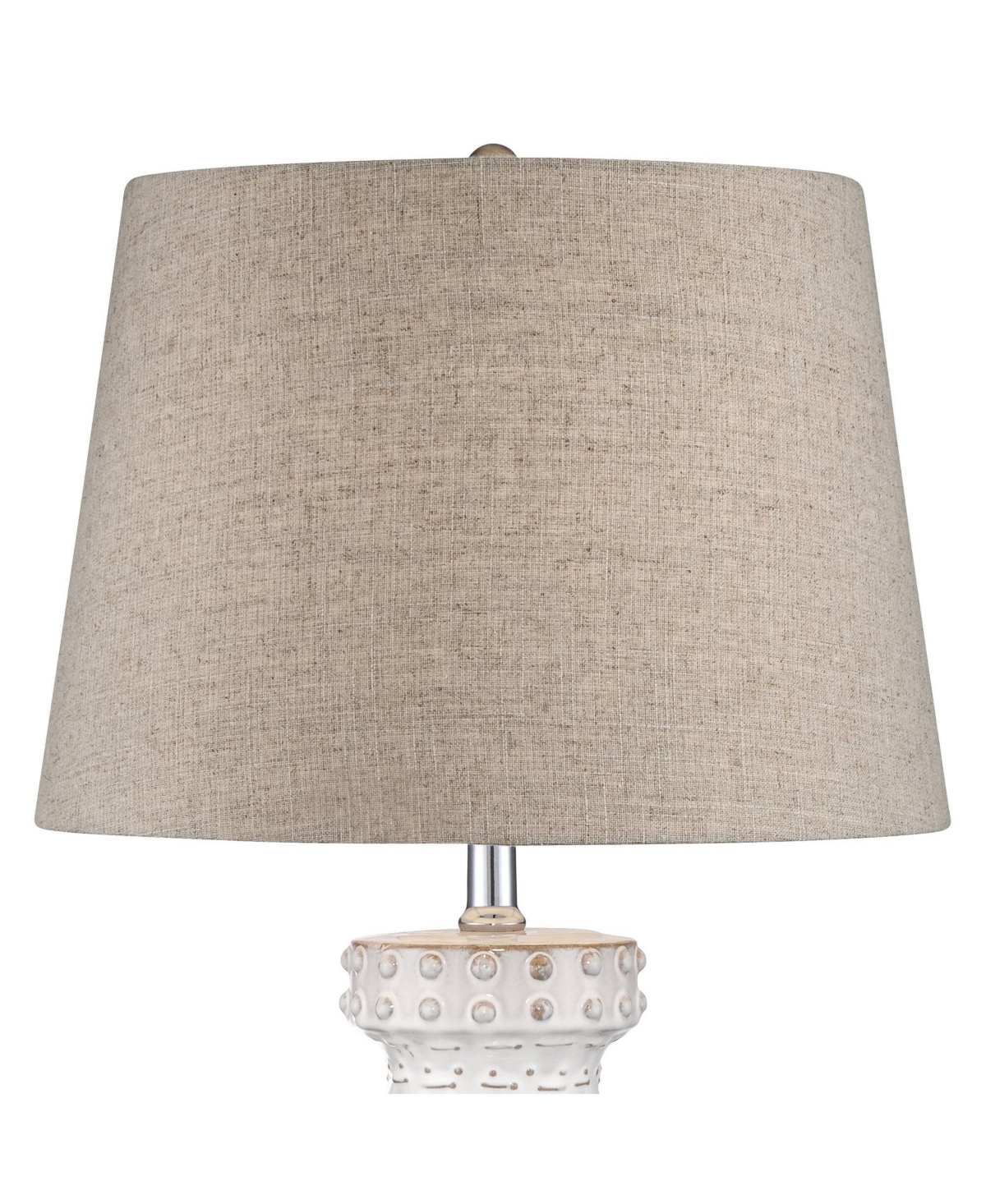 Helene Country Cottage Table Lamp Ceramic Rustic High Cream White Glaze Tan Linen Tapered Drum Shade Decor for Living Room Bedroom House Bedside H