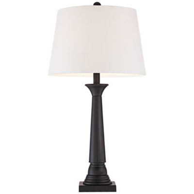 Dolbey Rustic Farmhouse Table Lamps 28" Tall Set of 2 Bronze Off White Drum Shade for Bedroom Living Room Bedside Nightstand Office House