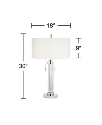 Cadence Modern Table Lamp 30" Tall Glass Column White Shade for Bedroom Living Room Bedside Nightstand Office Family House Home