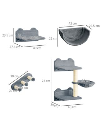 PawHut Paw Hut 5pc Cat Wall Shelves With Hammock, Perches, Ladder