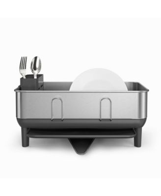 Compact Steel Frame Dish Drying Rack with Swivel Spout Drain