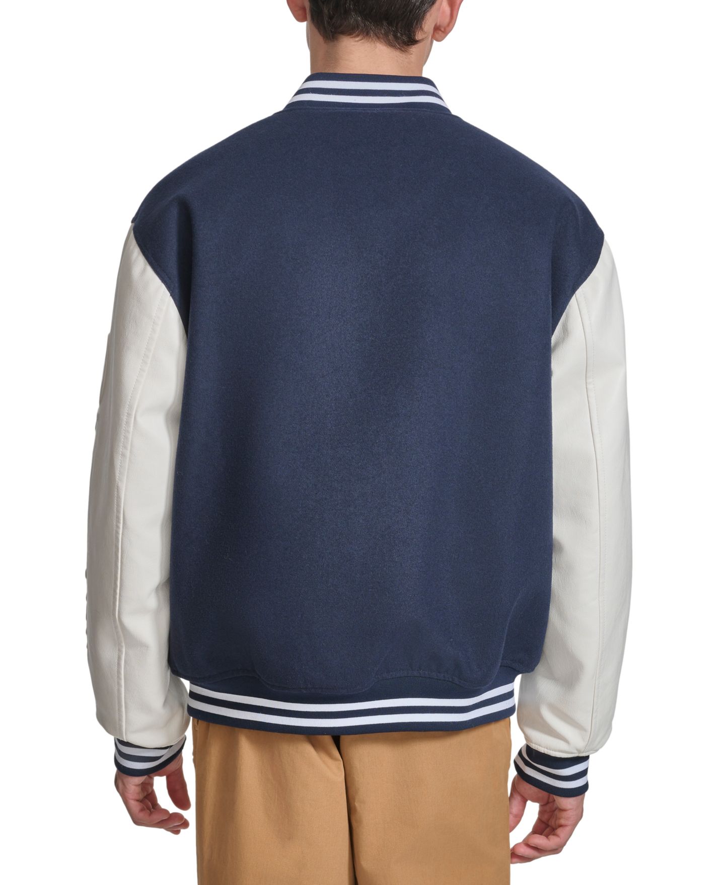 Мужская куртка Champion Colorblocked Mixed-Media Varsity, цвет: Тёмно-синий / Белый — фото 2