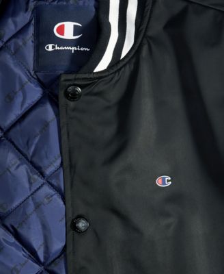 Men's Classic Logo Striped-Trim Varsity Jacket