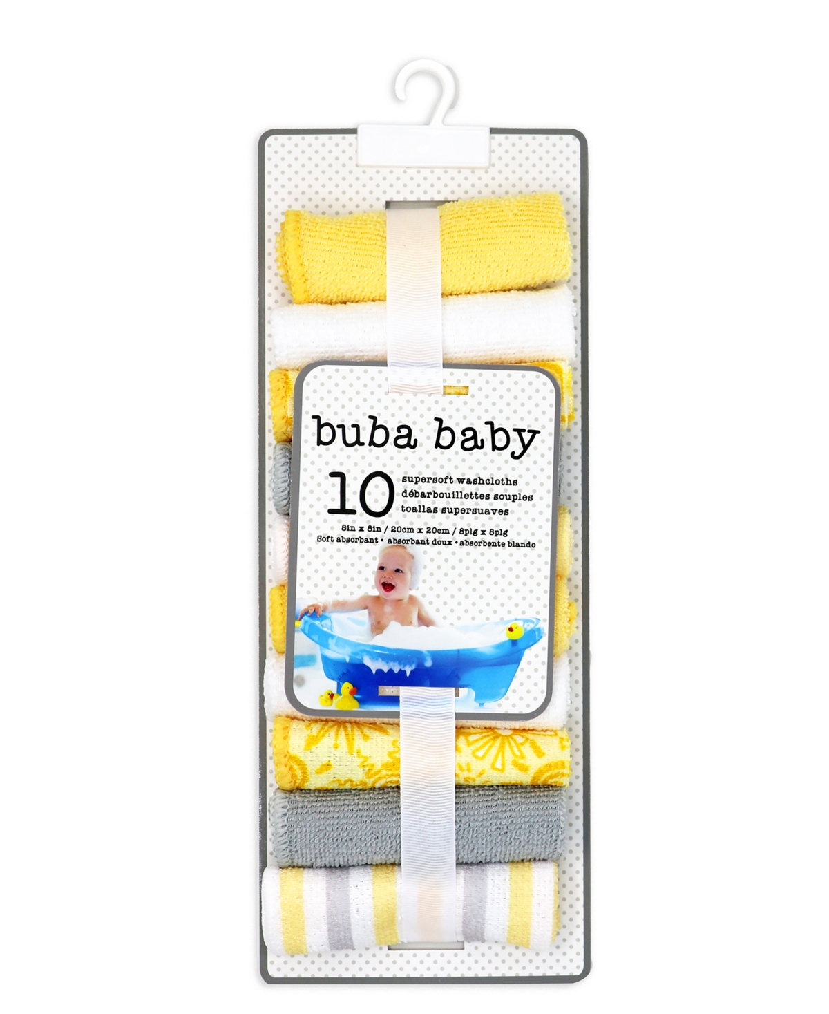 Buba Baby Boys and Girls 2 Pack Embroidered Hooded Bath Towel and Wash Cloth Set