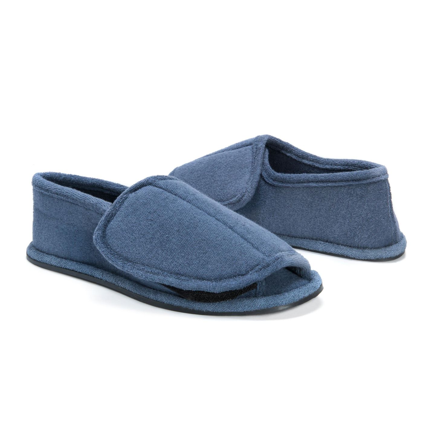 Мужские тапочки MUK LUKS Terry Open Toe Velcro Slippers, цвет: Тёмно-синий — фото 4