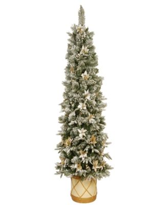 National Tree Company 6 ft. Pre-Lit Feel Real Artificial Frosted Colonial Fir Half Tree with 200 Clear Lights