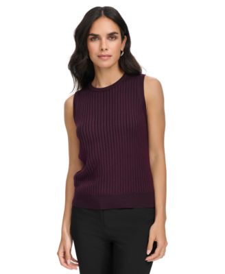 Calvin Klein Women's Long Sleeve Ribbed Keyhole Sweater Purple Size XS main image 0