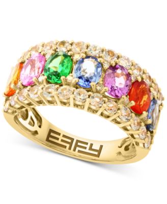 EFFY Collection - EFFY&reg; Multi-color Sapphire Ring (3-1/2 ct. t.w.) & Diamond (1/20 ct. t.w.) in 14k White Gold. (Also available in 14k Yellow Gold)