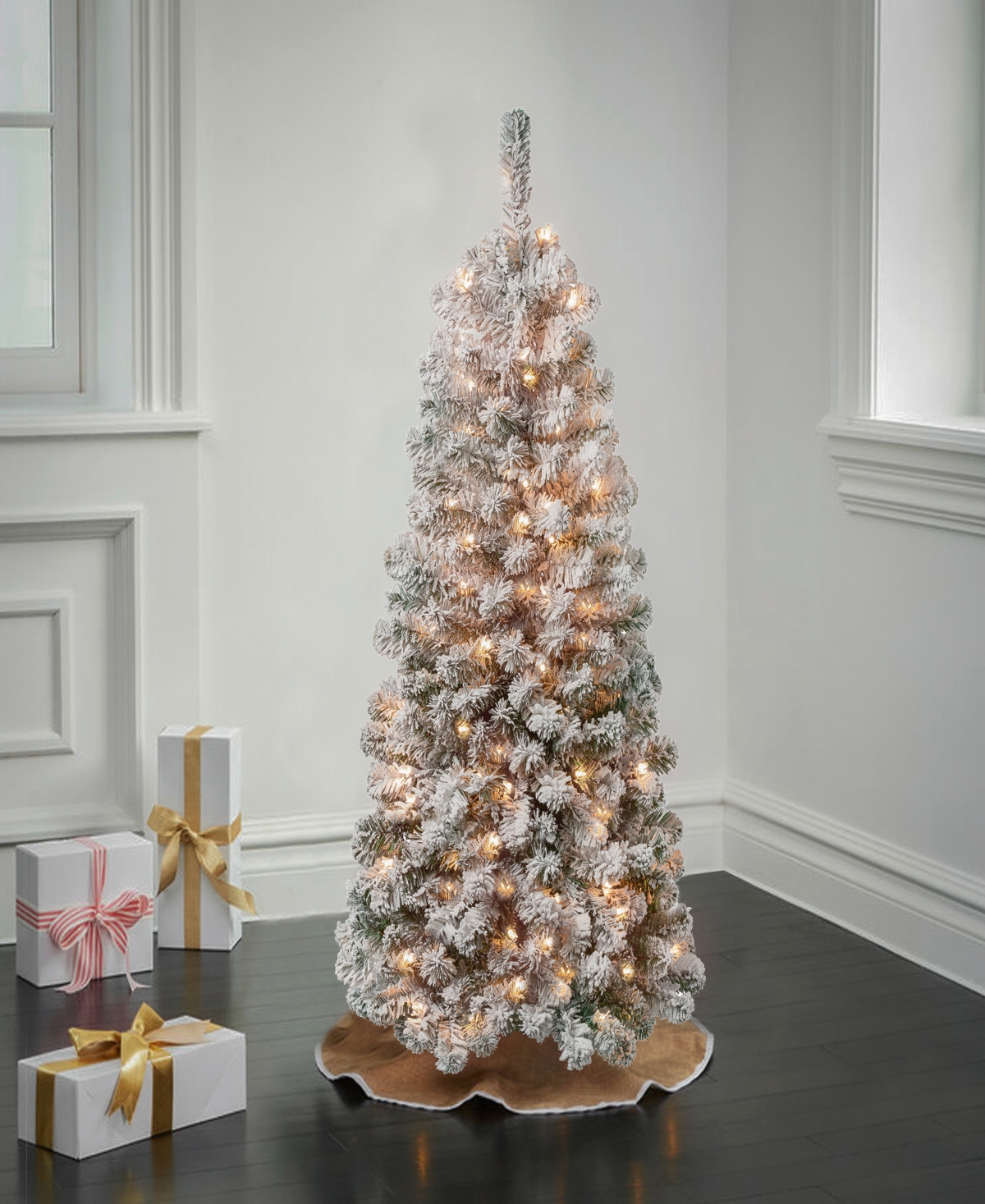 National Tree Company First Traditions Acacia Medium Flocked Tree 4.5 Ft In Green