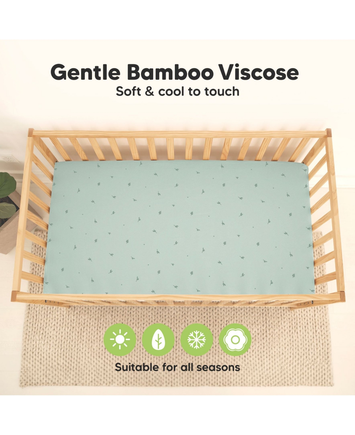 KeaBabies Waterproof Crib Sheets for Boys, Girls, 2pk Baby Fitted Crib Sheet, Waterproof Crib Mattress Protector Sheets