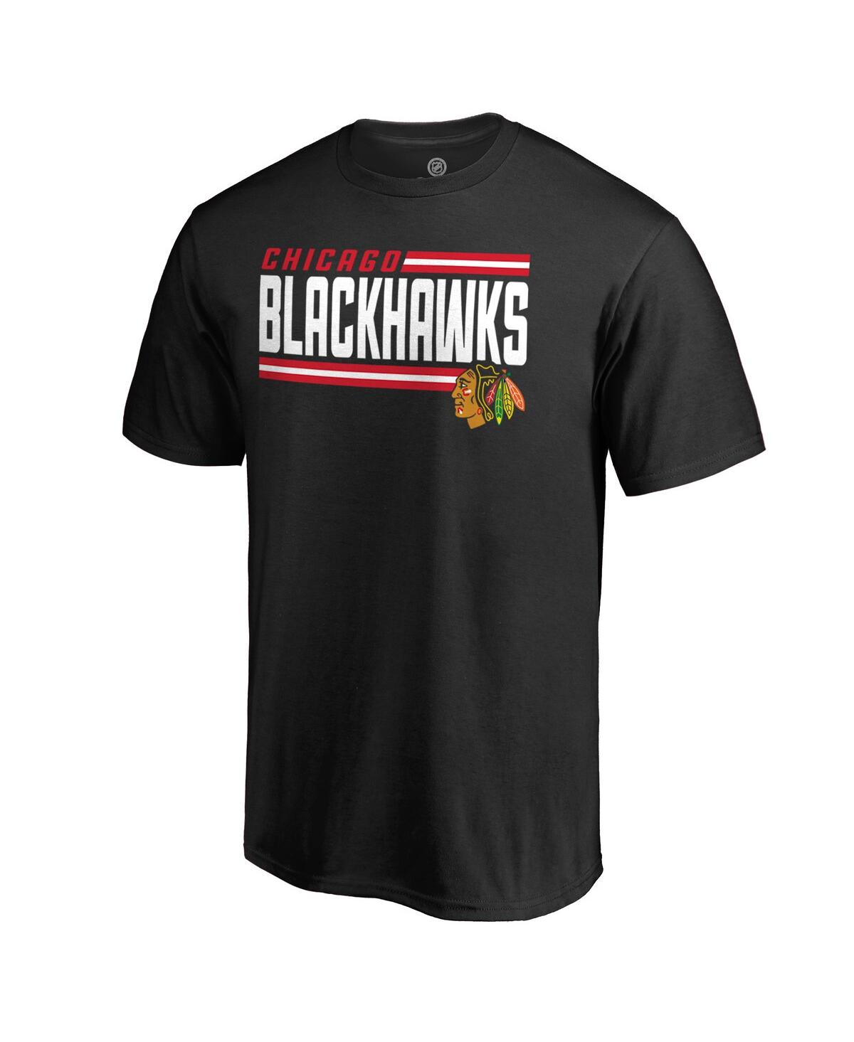 Fanatics Men's Black Chicago Blackhawks Iconic Collection On Side Stripe T-shirt In Black