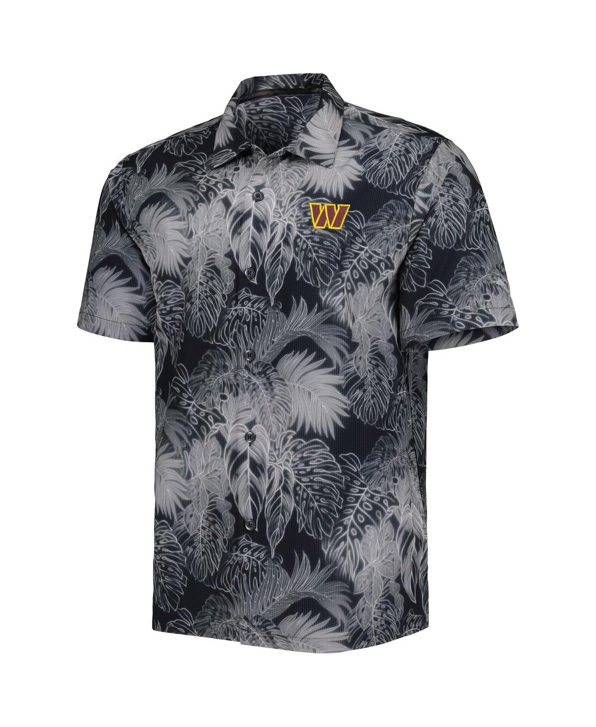 Tommy Bahama Men's Black Washington Commanders Coast Luminescent Fronds Camp Islandzone Button-up Shirt In Black