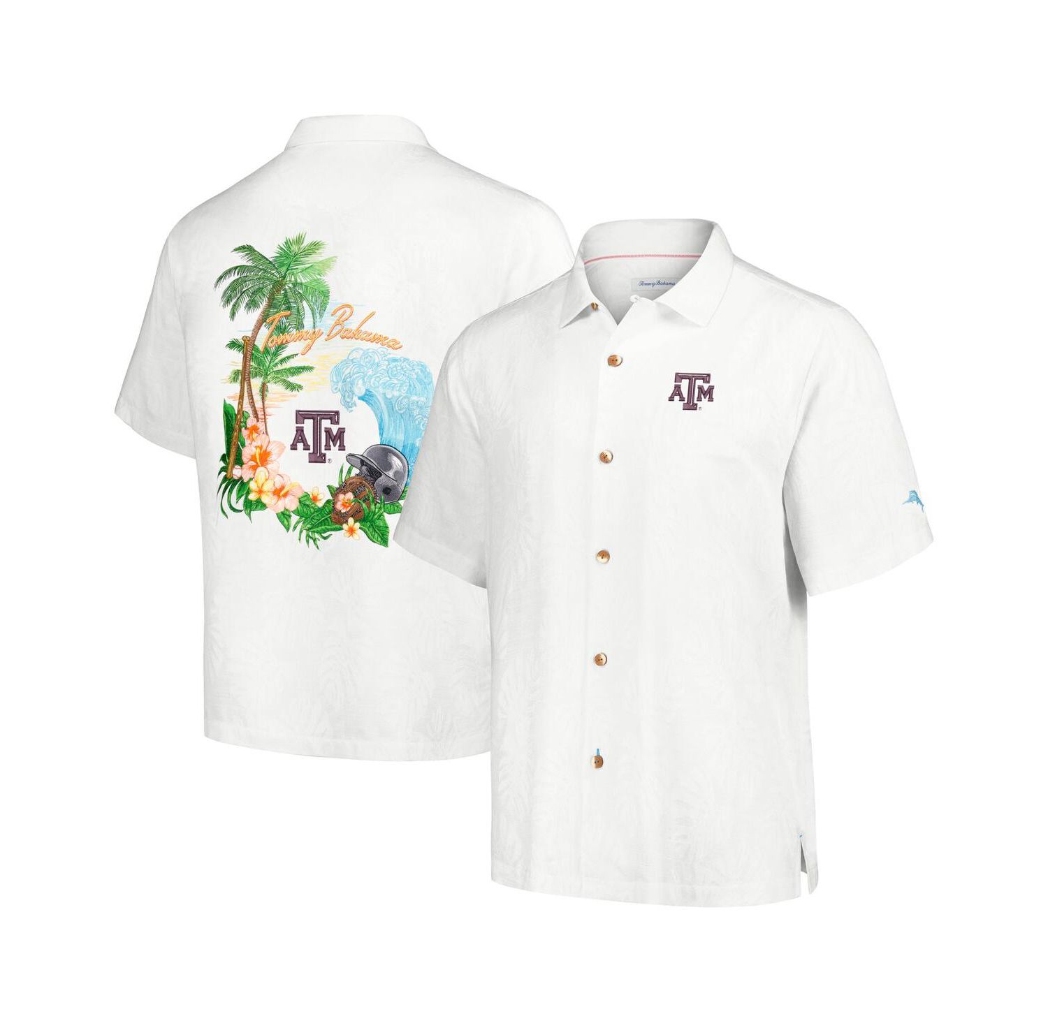 Men's White Texas A&M Aggies Castaway Game Camp Button-Up T- Shirt