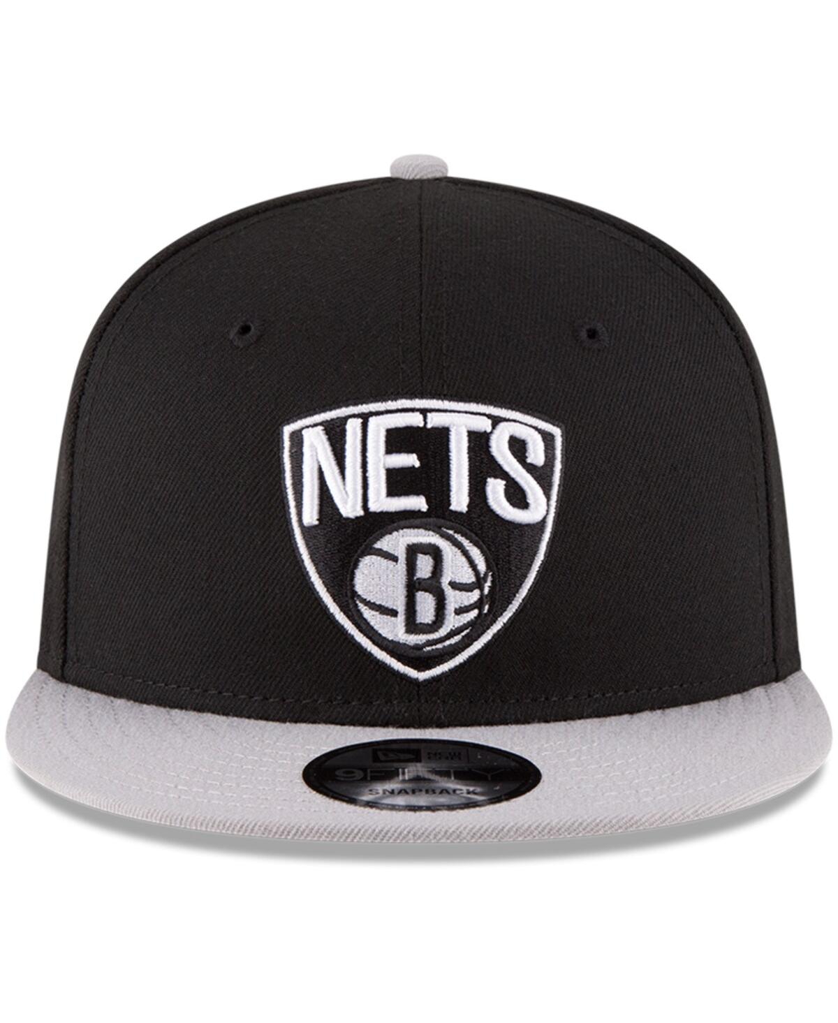 NEW ERA MEN'S BLACK/GRAY BROOKLYN NETS 2-TONE 9FIFTY ADJUSTABLE SNAPBACK HAT 