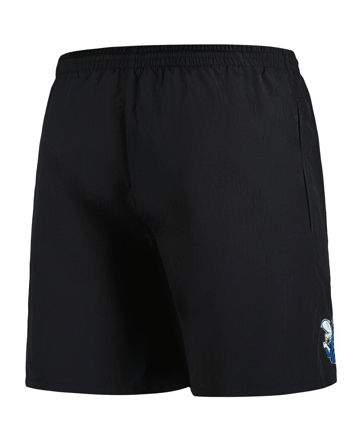 Mitchell & Ness Men'sCharlotte Hornets Hardwood Classics 1989-2002 Throwback Logo Heritage Shorts - Black