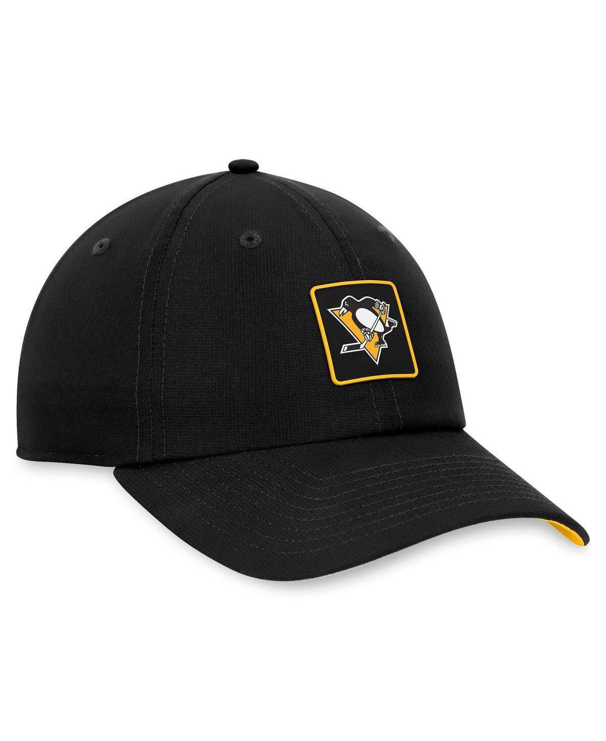 Fanatics Men's Black Pittsburgh Penguins Authentic Pro Rink Adjustable Hat In Black,yellow