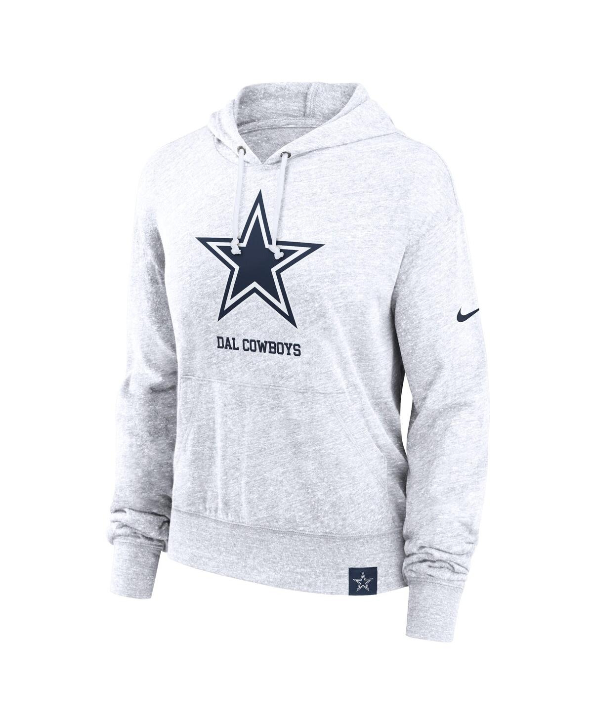 Nike Women's White Dallas Cowboys Gym Vintage-like Logo Pullover Hoodie In White