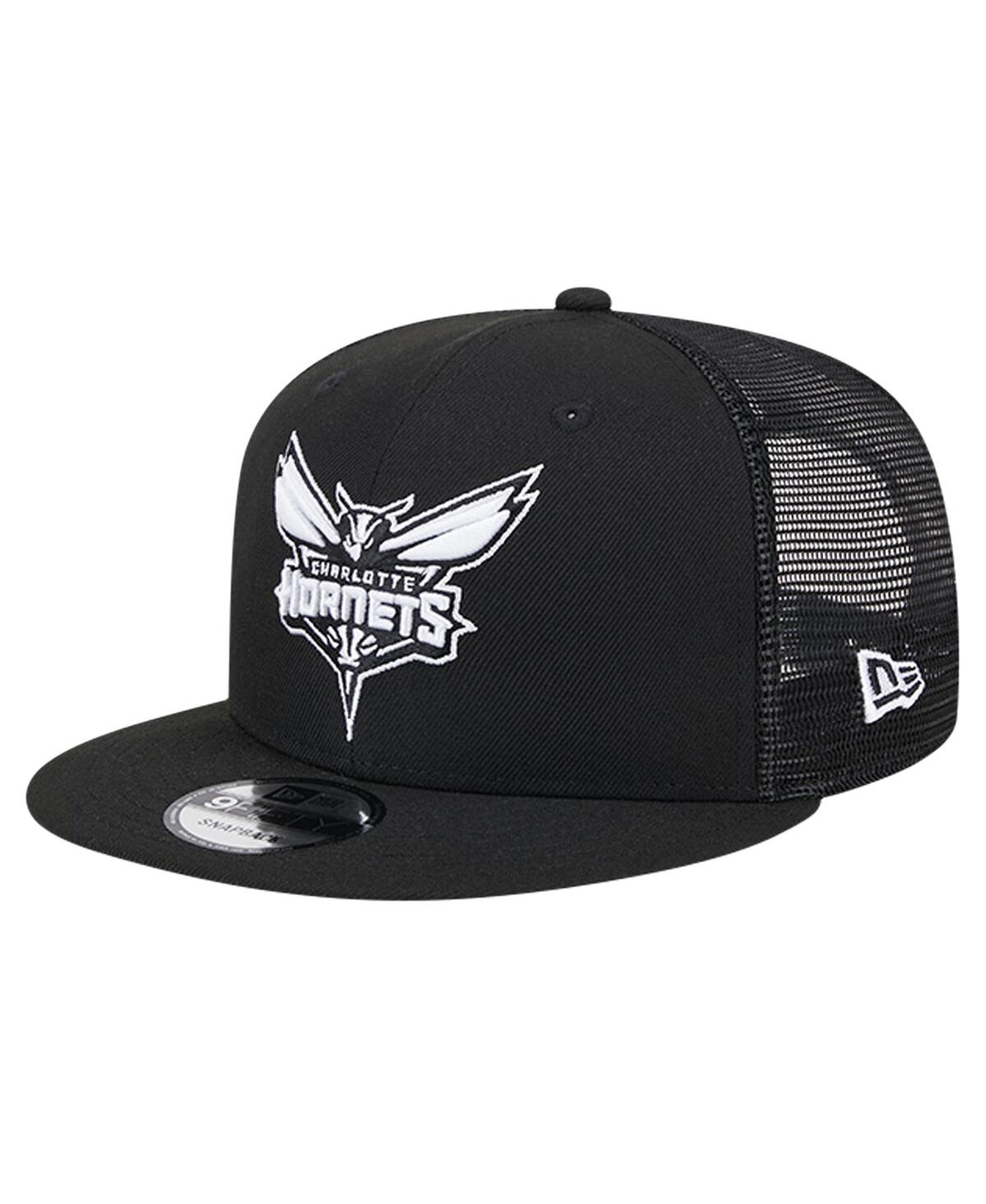 Men's Black Charlotte Hornets Evergreen 9FIFTY Trucker Snapback Hat - Black