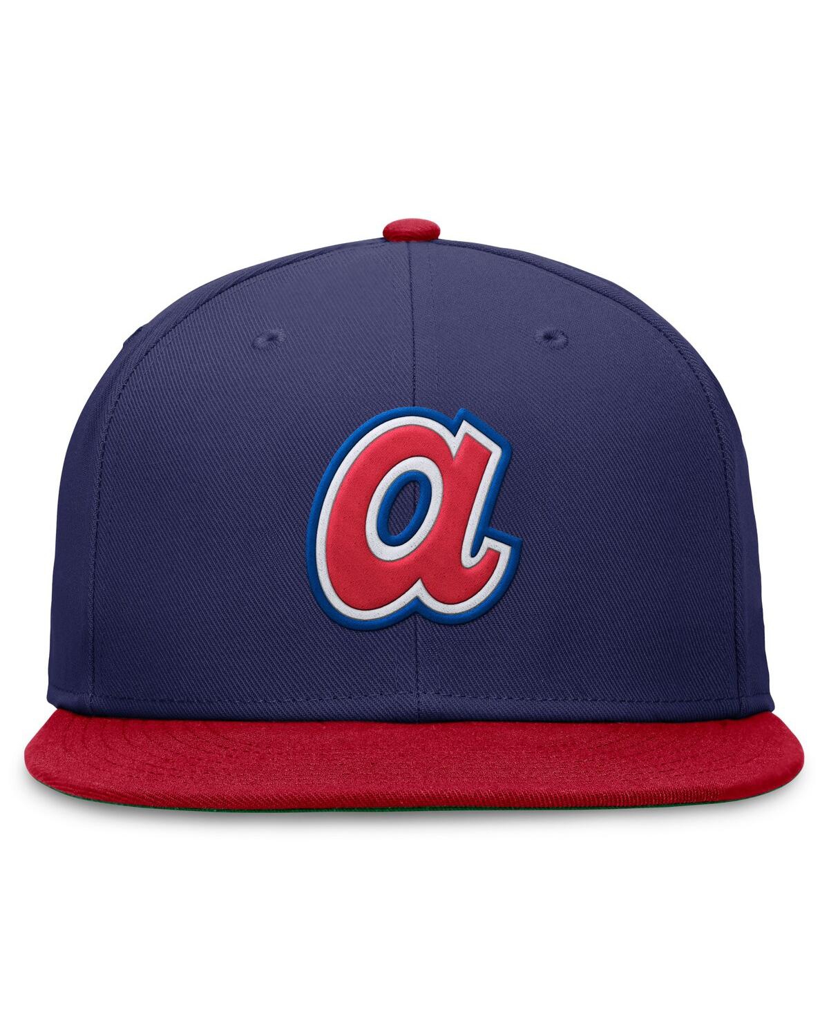 Nike Men'sRed Atlanta Braves Rewind Cooperstown True Performance Fitted Hat - Royal, Red