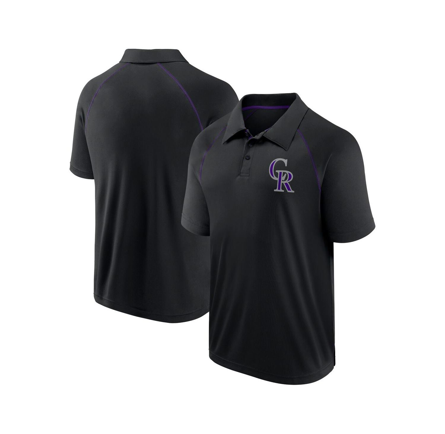 Men's Black Colorado Rockies Strong Alone Raglan Polo