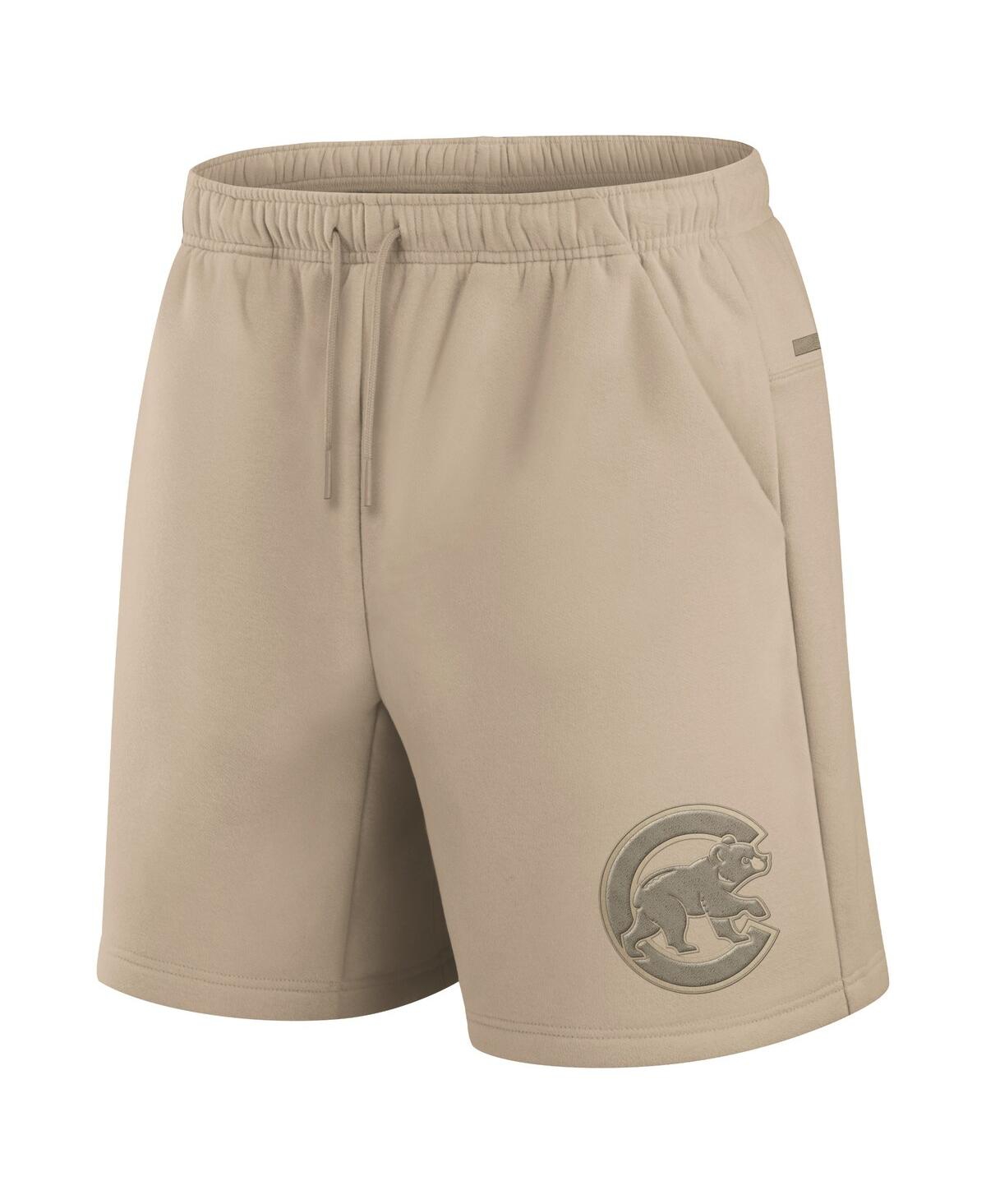 Fanatics Signature Men's And Women's Khaki Chicago Cubs Elements Super Soft Fleece Shorts In Khaki