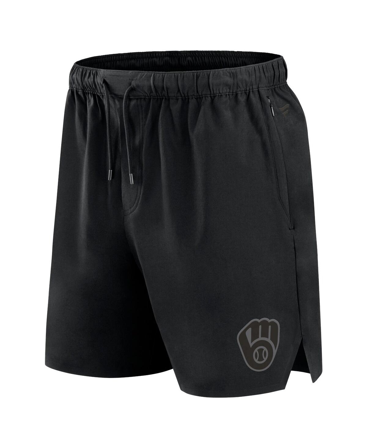 Fanatics Signature Men'sMilwaukee Brewers Front Office Woven Shorts - Black