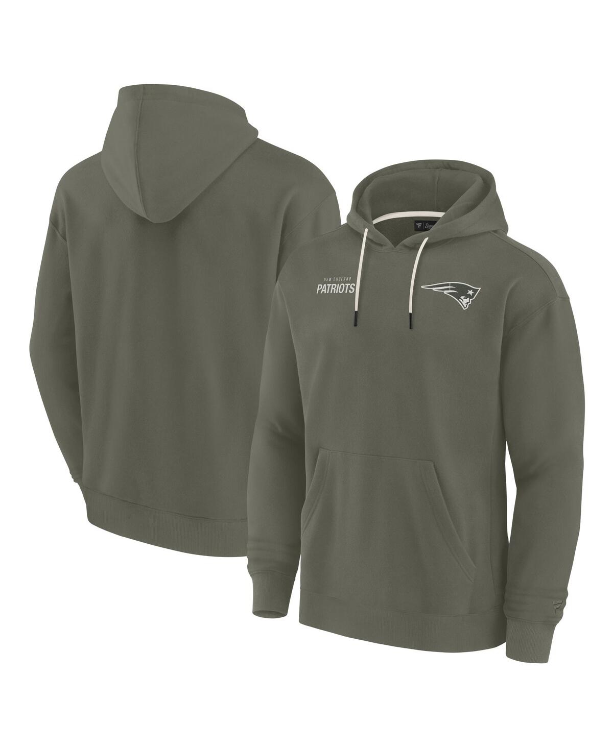 Men's and Women's Olive New England Patriots Elements Super Soft Fleece Pullover Hoodie - Olive