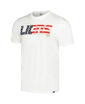 Men's White Detroit Lions Flag Script Franklin T-Shirt
