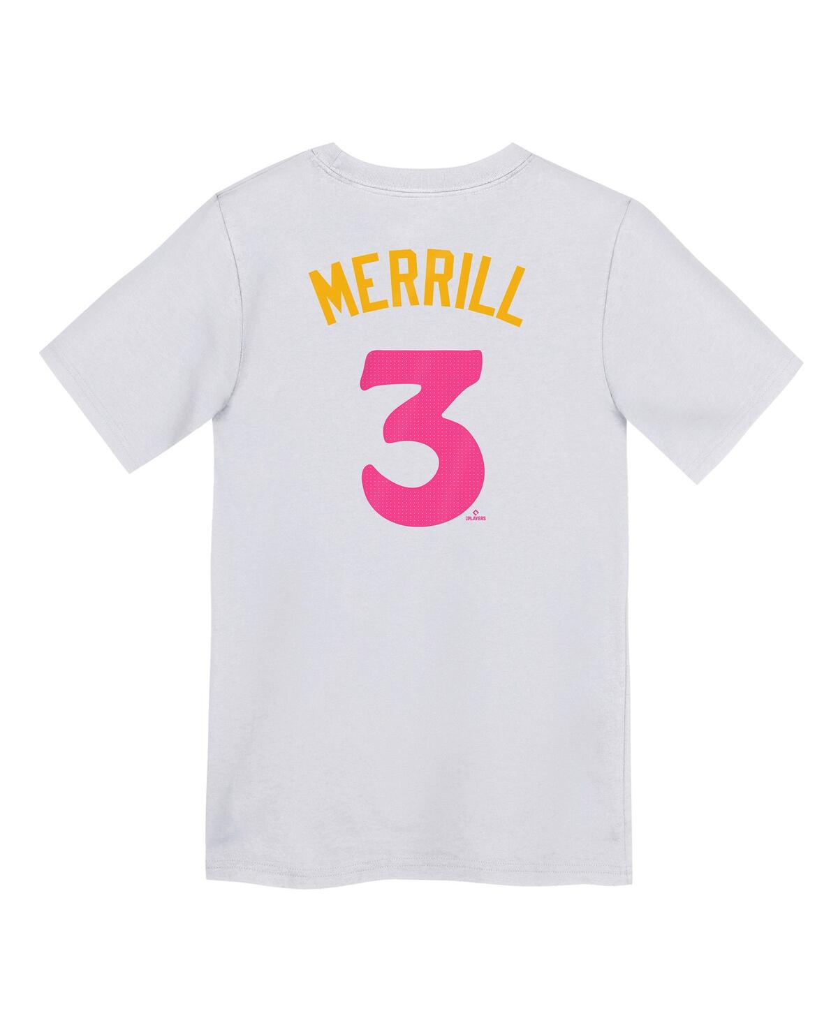 Nike Big Boys and Girls Jackson MerrillSan Diego Padres City Connect Player Name Number T-Shirt - White