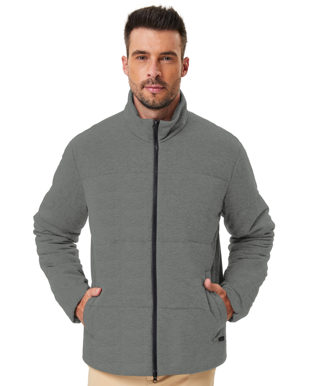 Men's Quilted Stretch Full-Zip Jacket - Moon Grey