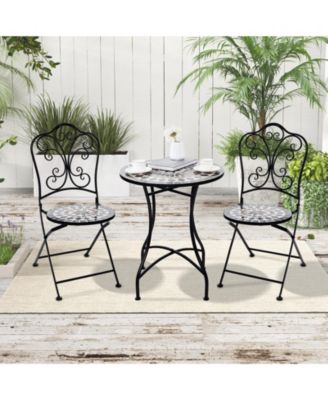 24 Inch Patio Bistro Table with Ceramic Tile Tabletop