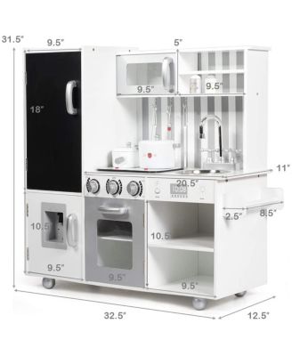 Wooden Kitchen Pretend Play Kitchen with Simulated Sound