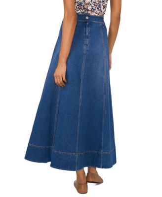 Women's Seamed Denim Zip-Back Maxi Skirt