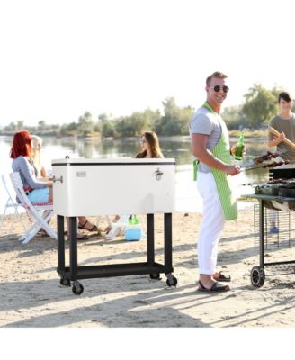 BLACK+DECKER, Mobile Cooler Cart, 2 Door Seal Lid,4 Rolling Wheels, BCC20W