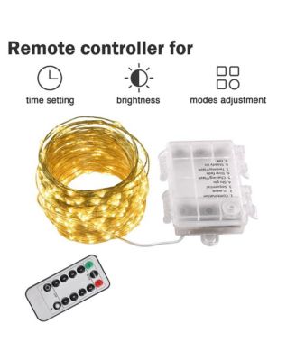 66 ft LED String Lights Battery Operated Starry Fair Rope Lights 8 Modes Remote Christmas