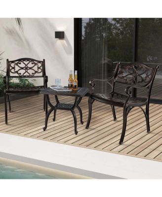Cast Aluminum Patio Chairs Outdoor Dining with Armrests & Curved Seats