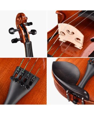 Solid Wood Violin 4/4 Full Set Fiddle Beginner Violin Full Size with Case Shoulder Rest for Student Adults
