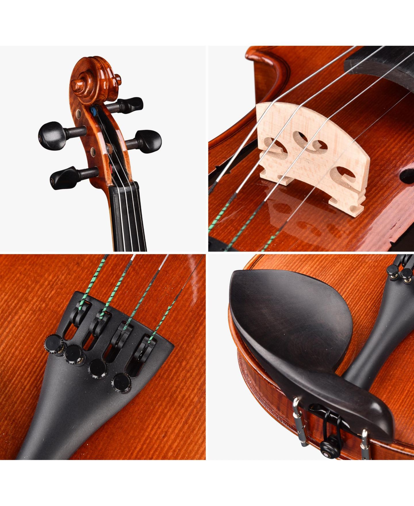 Детские игрушки Yescom Solid Wood Violin 4/4 Full Set Fiddle Beginner Violin Full Size with Case Shoulder Rest for Student Adults, цвет: Natrual — фото 8
